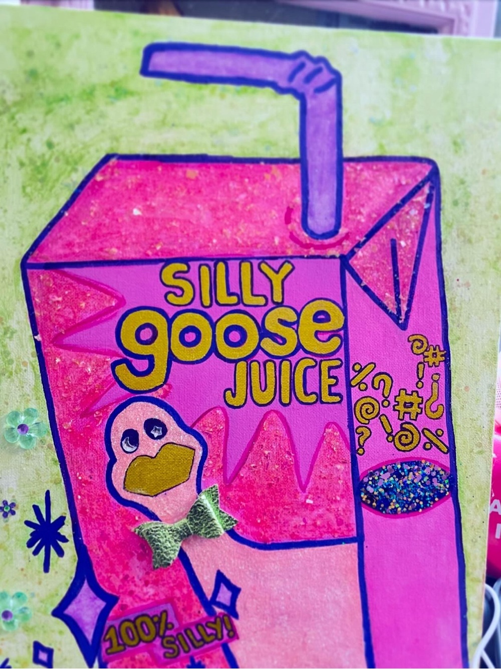 Silly Goose Juice - Original Mixed Media Canvas